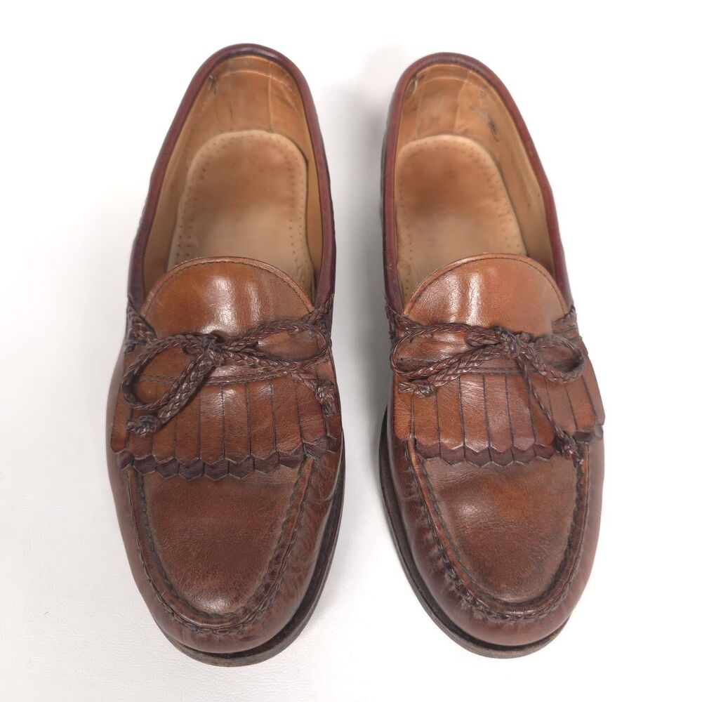 ALLEN EDMONDS Mens Preppy Kiltie Tassel Leather Loafers 9D‎ Brown USA MADE